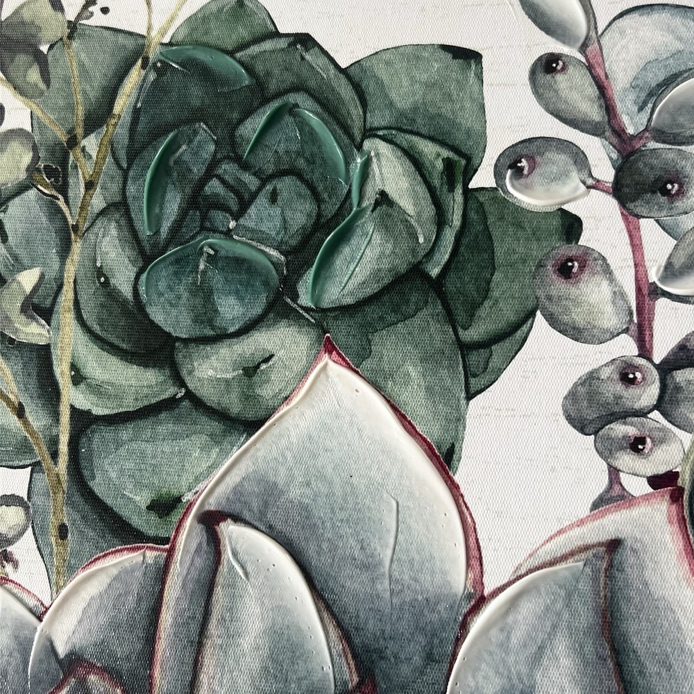 Succulent Botanical‎ Canvas Wall Art Set 2 Green Plant Prints 16x16 Gallery Wrap - Picture 5 of 6